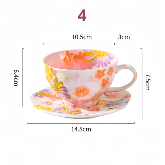 Floral Porcelain Mug & Saucer 240 ml